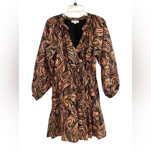 Karina Grimaldi Black and Tan Paisley Dress Sz M